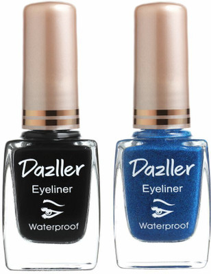 Dazller Eyeliner Waterproof - (Pack of 2), 9.5 ml(Black & Blue)
