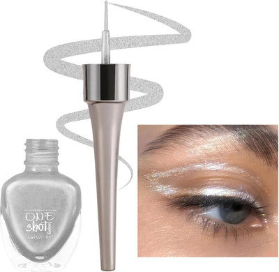 FLORERO White Glitter Shimmer Sparkle Eye Liner for daily 6 ml(WHITE)