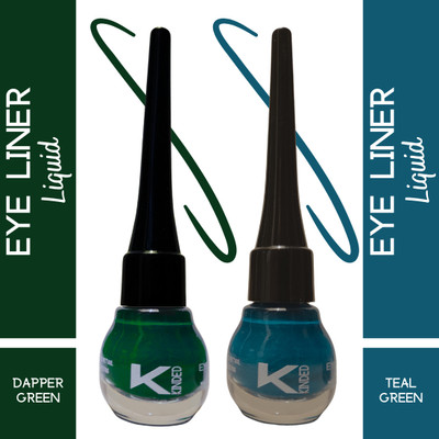 KINDED Matte Finish Insta Bold Look Soothing Colour Pigments Liquid Eyeliner Combo 10 ml(Teal Green, Dapper Green)
