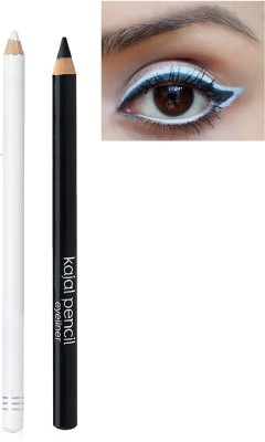 YAWI white with Black Kajal eyeliner pencil smudge & proof waterproof 4 g(White, Black)