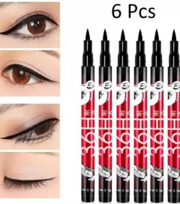 nnbb Insta Beauty Water & Smudge Proof 36 Hour Long Lasting Liquid EyeLiner Pack of 6 15 g(Black)