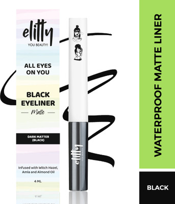Elitty Eyeliner Waterproof Black Liquid Liner & Matte Finish, Long Lasting Upto 12hrs - 4 ml(Dark Matter)