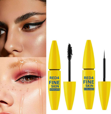 RED4 Longlasting Black eyeliner & mascara Matte Finish WaterProof 2 10 ml(Black)