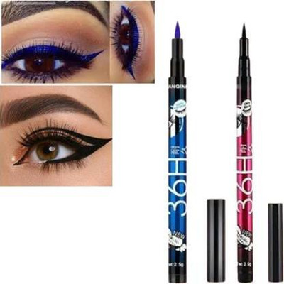 HSNAYIR Pencil 36H Eyeliner Blue + Black Colour Longlasting 2.5 g(BLACK)