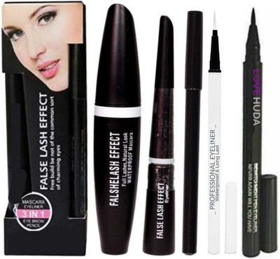 LOVE HUDA Professional Combo Waterproof Eyeliner 24 Hours Stay Eyeliner Combo Pack Of 3. 12 ml(BLACK, WHITE)