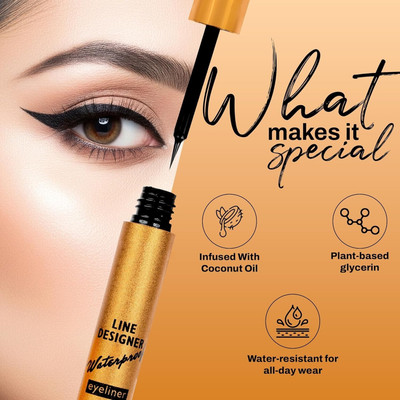 Neycare perfect jet black eyeliner easy to use long lasting pack of 1 5 ml(black)