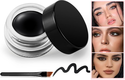 MYEONG Waterproof Eyebrow & Gel Eyeliner With Brush Smudge Proof Gel Eyeline 5 g(Black)
