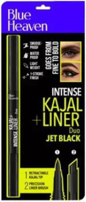 BLUE HEAVEN INTENSE KAJAL+ EYE LINER DUO WTERPROOF SMUDGEPROOF (0.55MLLINER+0.30GM KAJAL) 10 g(Black)