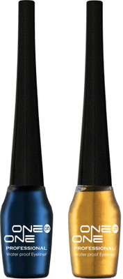 One on One Waterproof Eyeliner, Set of 2 | Long lasting Eyeliner, Smudge Proof Eye Makeup 10 ml(Multi-Color)