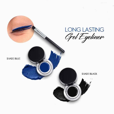 GULGLOW99 MATTE FINISH WATER PROOF & LONG LASTING GEL 2 IN 1 EYE LINER 8 g(BLUE, BLACK)