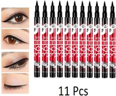 INAMORATA Instant Beauty Water & Smudge Proof 36 Hour Long Lasting Liquid EyeLiner Pack 11 27.5 g(Black)