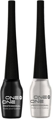 One on One Waterproof Eyeliner, Set of 2 | Long lasting Eyeliner, Smudge Proof Eye Makeup 10 ml(Multi-Color)