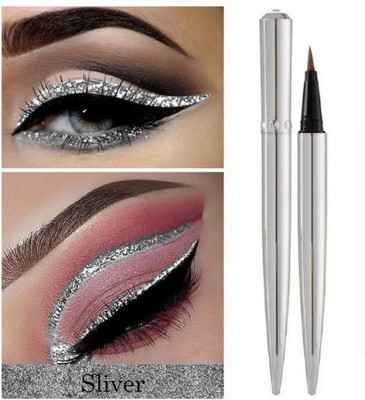 AFARAXIA Liquid Metallic Glitter Sparkling Liquid Eyeliner Eyeliner Eye Shadow Pen 3.6 ml(Silver)