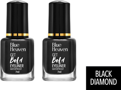 BLUE HEAVEN Get Bold Eyeliner Waterproof Black Diamond 7 ml pack 2 aai 14 ml(BLACK)