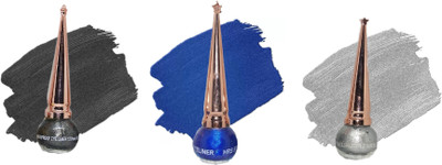 Bigwig Glitter eyeliner 3 ml PACK OF 3 ( BLACKZARI,BLUE,SILVER) MULTICOLOR 3 ml(MULTICOLOR)