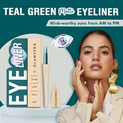 GLAMVEDA Super Matte Liquid Eyeliner Intense Teal Green | 24 hour Long stay 4.5 ml(Teal Green)