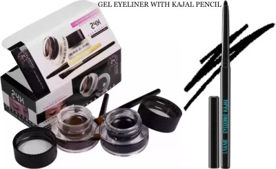 Music Flower GEL EYELINER BLACK-BROWN WITH KAJAL PENCIL 1 ml(Multicolor)