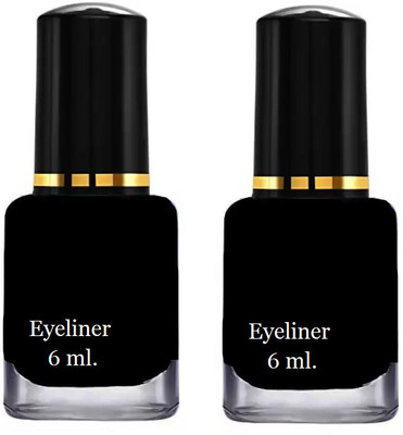 Zailie Liquid Black Eyeliner Transfer Proof 6 ml Pack Of 2 12 ml(black)