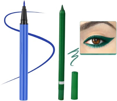 REIMICHI Bold blue Sketch Eyeliner Waterproof and green crayon kajal and eye liner 3.5 g(blue and green)