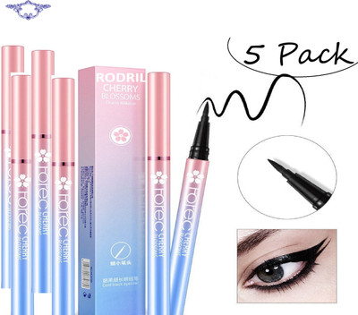 rodril Horec Cherry Blossoms Waterproof Liquid Rich Color Eyeliner Pack of 5 50 g(Black)