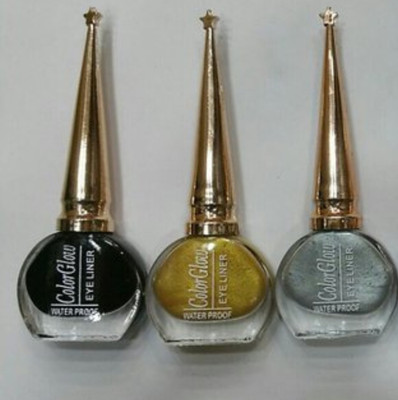 Hidden Beauty Liquid Long Lasting Waterproof Eyeliner Black ,Silver, Golden(Pack of 3) m2 20 ml(Multicolor)