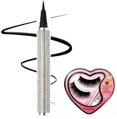 Divyaan Beauty Diamond sketch eyeliner waterproof with fake eyelashes 1.5 g (BLACK) 10 ml(Black)