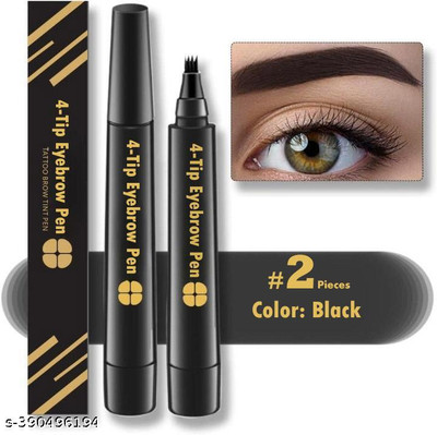 TRK IMPEX ™4 Point Eyebrow Pencil Black Brown Microblading Eyebrow Pen/2 Pcs/ 5 g(BLACK)