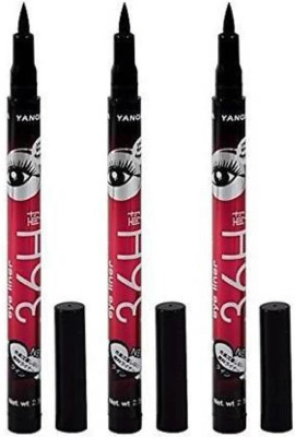 Earthcon Waterproof 36H Eyeliner Black Pencil Kajal Combo Set 2.5 g (BLACK) 2.5 ml(Black)