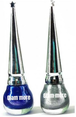 glam more 2 colorfull long lasting eyeliner set dark blue,silver 10 ml(multicolor)