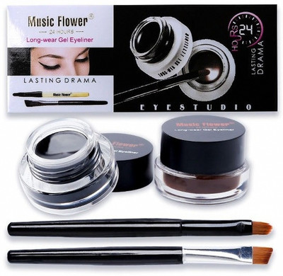 music flower 24 Natural Look Brow and Brown Gel Liner Set 6 ml(BLACK AND BROWN)