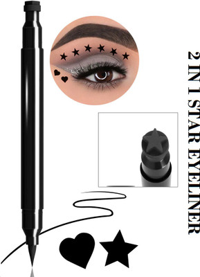KAIASHA 2 IN 1 Eyeliner With Star Stamp Smudge Proof and Long Lasting 10 g(BLACK)