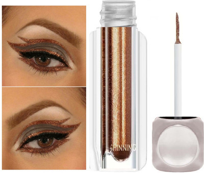 GABBU Brown Shiny Liquid Eyeliner Metallic Shimmery Glitter Intense Pigment Eyeliner 3.5 ml(Brown)