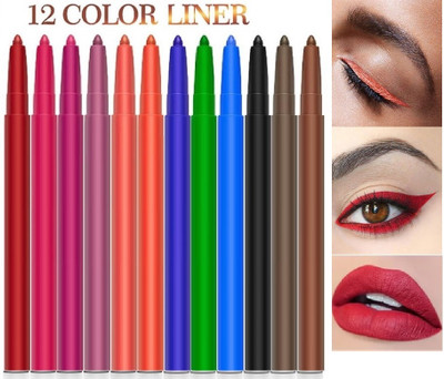 BLUEMERMAID WATERPROOF PERFECT MULTI COLOR LIP & EYE LINER SET OF 12 24 g(MULTI COLOR)