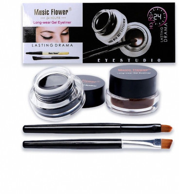 music flower 24 Brow & Brown Gel Liner Combo for Effortless Style 6 ml(BLACK AND BROWN)