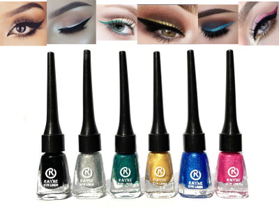 rayne Smudge proof Gel Glitter Eyeliner combo set of 6 30 ml(Multicolor)