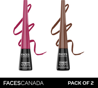 FACES CANADA Magneteyes Color Eyeliners | 24HR Long-lasting (Pack of 2) 8 ml(Powerful Brown + Graceful Burgundy)