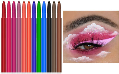 NADJA New 12 Color Eyeliner Set Matte Eyeliner Pencil Waterproof Colorful for women 4.2 g(MULTI COLOR)