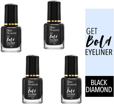 BLUE HEAVEN GET BOLD EYELINER WATERPROOF BLACK DIAMOND 7ML EACH PACK OF 4 28 ml(BLACK DIAMOND)