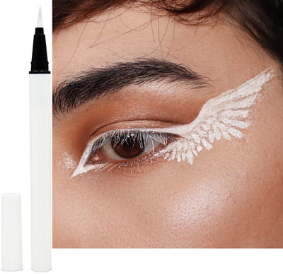 MYEONG White Quick Drying Smudge Proof Sketch Long Lasting Eyeliner Brush Tip Pen 2.5 g(White)