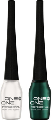 One on One Waterproof Eyeliner, Set of 2 | Long lasting Eyeliner, Smudge Proof Eye Makeup 10 ml(Multi-Color)