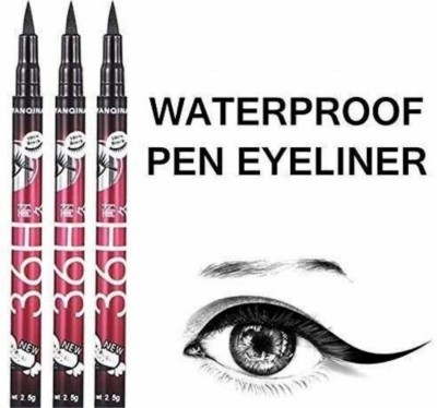 Liptick 36H Eyliner 3 Waterproof Liner pack of 3 10 ml(Black)