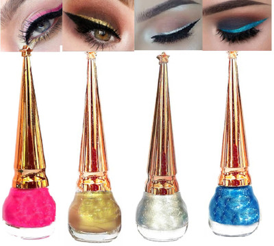 Bigwig Smudge pr@@f Glitter Liquid Eyeliner , 7ml Each,28 ml (Multicolor) pack of 4 7 ml(MULTICOLOR)