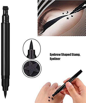 FRAILENO 2 IN 1 Eyeliner With Star Stamp Smudge Proof and Long Lasting 10 20 ml(BLACK)
