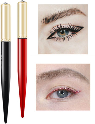 ADJD Shimmer Sparkles Liquid Black & Red Eyeliner for Long Lasting Stay 3 g(multi colour)