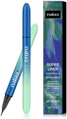 maliao Long Lasting Waterproof Perfect Slim Jet Black Super Eyeliner - 24H Precision 1.5 ml(Jet Black)