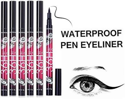 Ashyra Eyeliner 36H Hours Stay Waterproof & Long Lasting Pack of 6 10 ml(black)