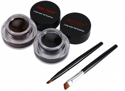 music flower 24 Black & Brown Brow & Gel Liner Duo for Bold Eye Statement 6 ml(BLACK AND BROWN)