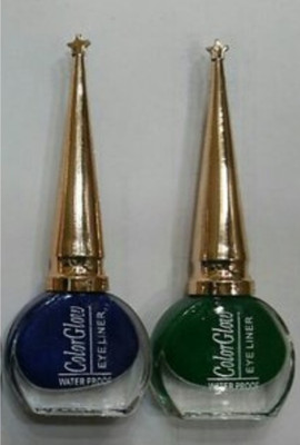 Hidden Beauty Liquid Long Lasting Waterproof Eyeliner Green & Blue(Pack of 2) m5 20 ml(Multicolor)