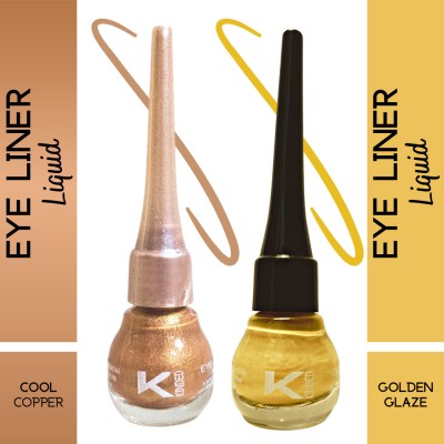 KINDED Liquid Eye Liner Combo Insta Bold Look Soothing Colour Pigment Precise Tip Each 5 ml(Metallic Pastel Finish Golden Glaze, Metallic Pastel Finish Cool Copper)