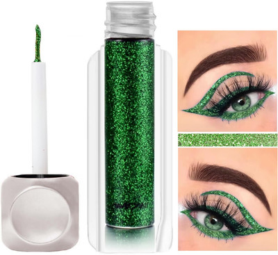 MYEONG Green Sparkling Glitter Metallic Waterproof Liquid Eyeliner 3.5 ml(Green)